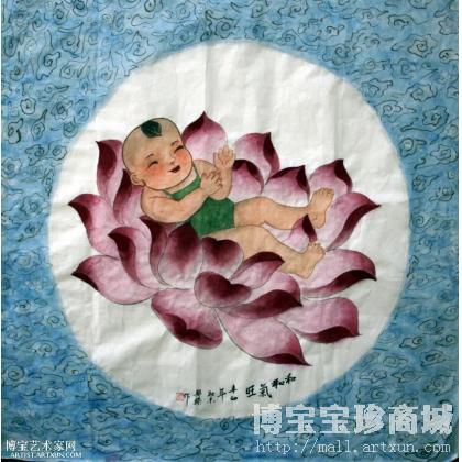 和合气旺 吉祥娃 人物画 张英珍作品 类别: 国画人物作品