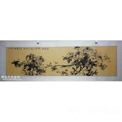 仿古宣墨牡丹六尺横幅 写意花鸟画 宣丽敏作品 类别: 写意花鸟画