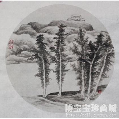 冯涛 团扇山水小品 类别: 国画山水作品