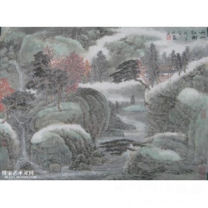 秋山红树 山水画 平豪作品 类别: 国画山水作品